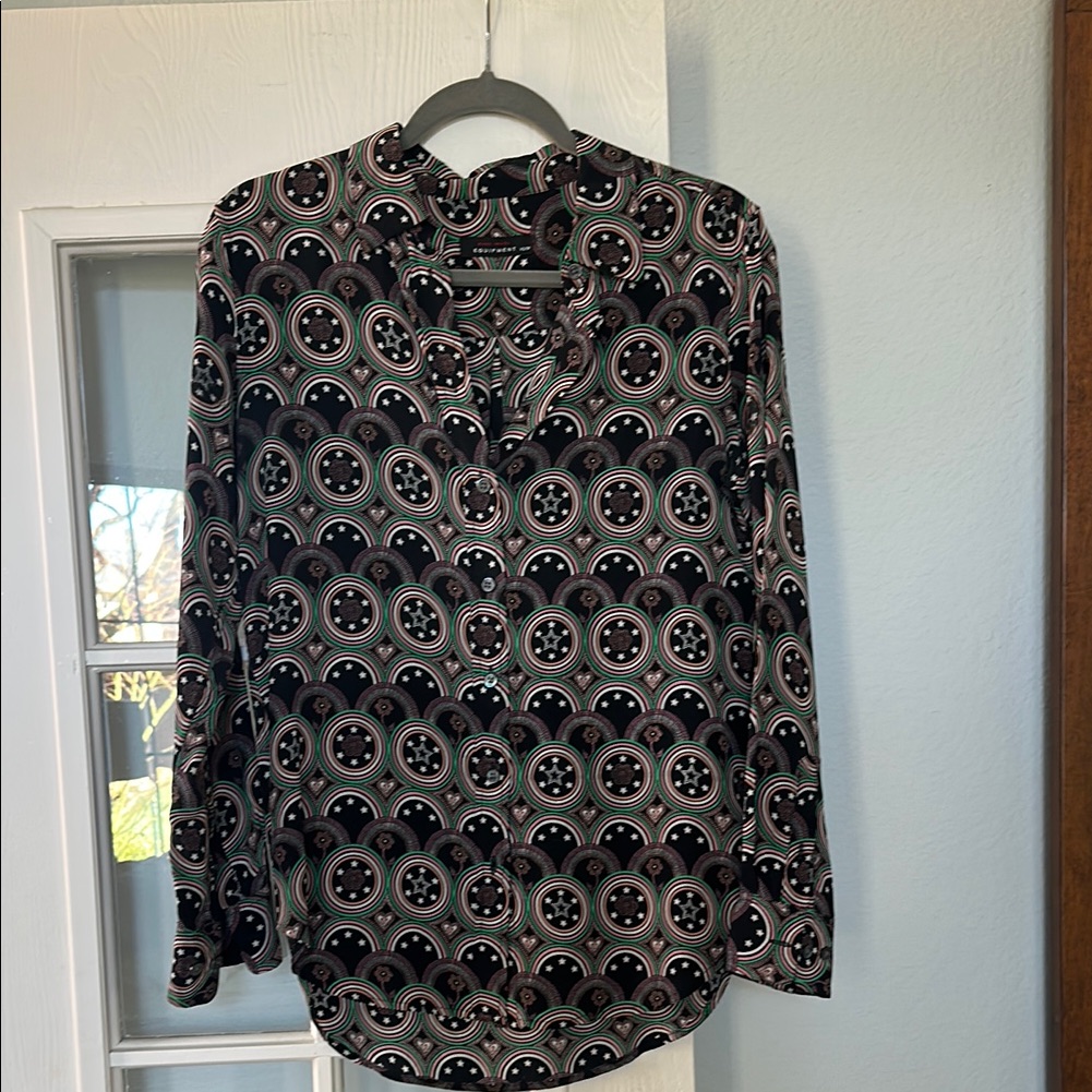 Stylish Equipment Black And Pink Patterned Blouse